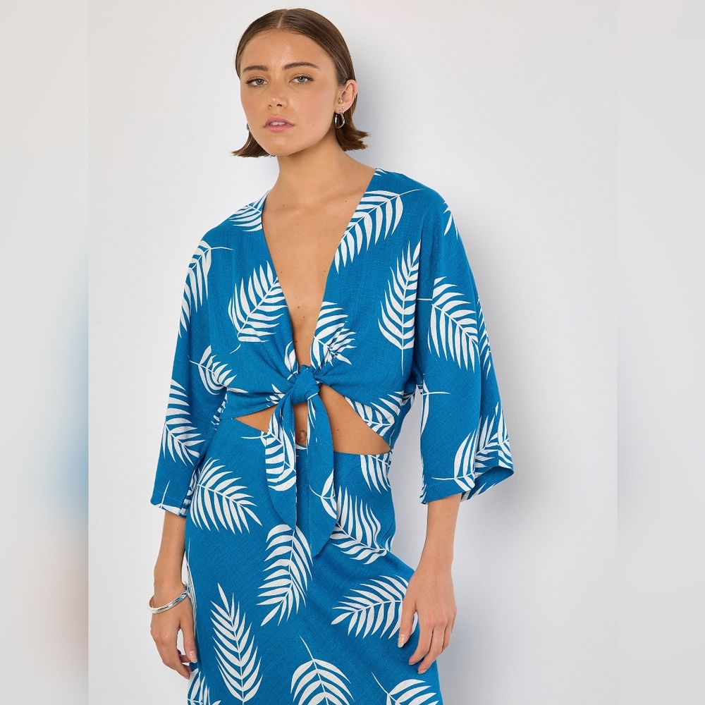 Tropical Leaf Batwing Knot Top